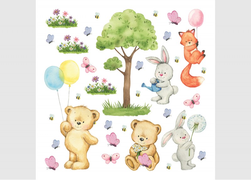 Samolepka na zeď dětská,  AG Design, DKS 3823 - 006, Medvídek  , 30x30 cm