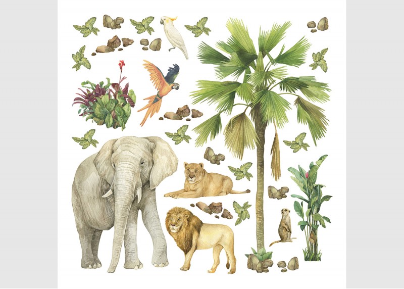 Samolepka na zeď dětská,  AG Design, DKs 3827-004, JUNGLE  , 30x30 cm