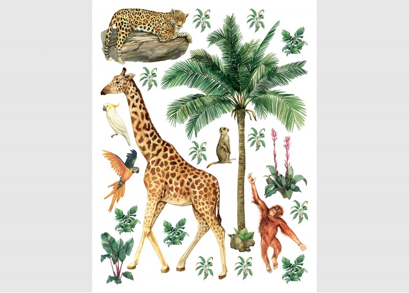 JUNGLE, dekorační nálepky na stěny, nábytek a interiérové předměty v dětském pokoji, AG Design, 65 x 85 cm, DK 2329 - 009