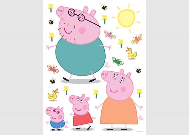 Prasátko Peppa , dekorační nálepky na stěny, nábytek a interiérové předměty v dětském pokoji, AG Design, 65 x 85 cm, DK 2341 - 601