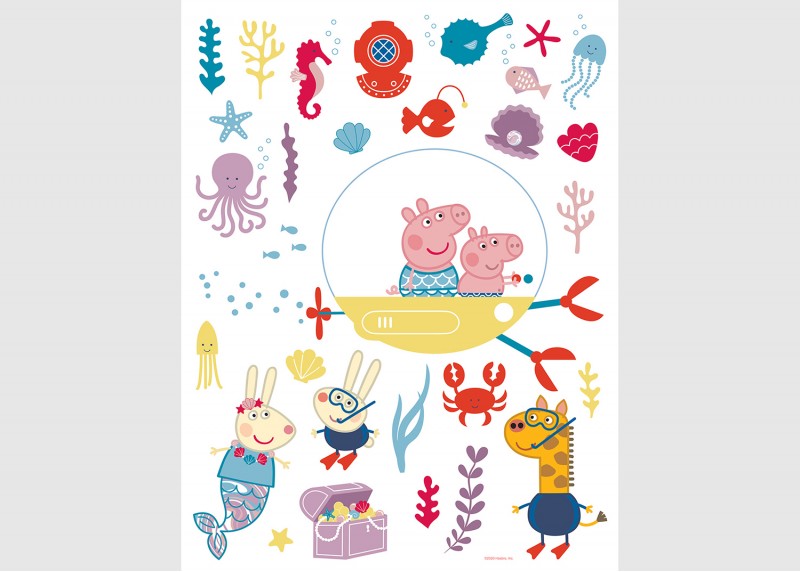 Prasátko Peppa , dekorační nálepky na stěny, nábytek a interiérové předměty v dětském pokoji, AG Design, 65 x 85 cm, DK 2343 - 602