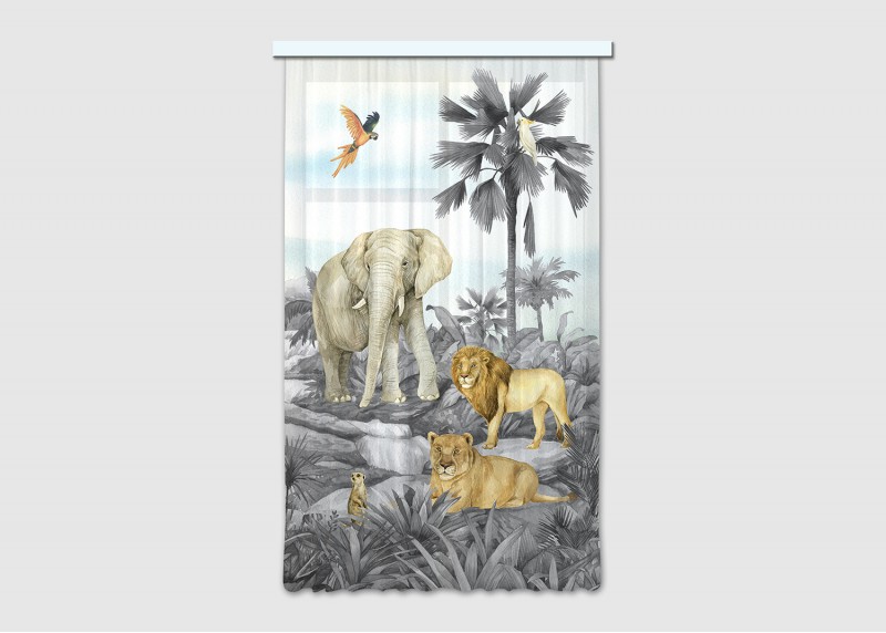 JUNGLE, záclony AG Design, pro dětské pokoje, 140 x 245 cm, FCSL 7177 - 003