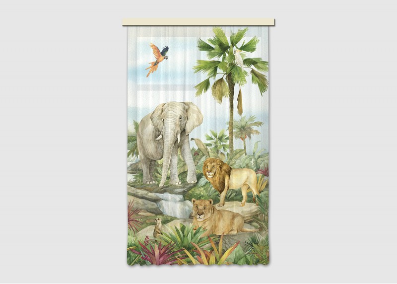 JUNGLE, záclony AG Design, pro dětské pokoje, 140 x 245 cm, FCSL 7179 - 004