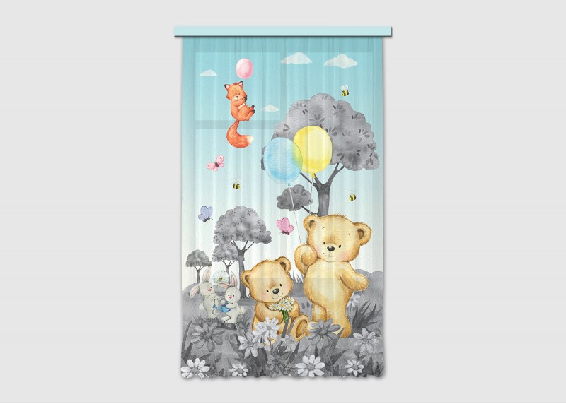 Medvídek , záclony AG Design, pro dětské pokoje, 140 x 245 cm, FCSL 7181 - 005