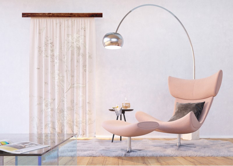 Pastelové květy, záclony AG Design, 140 x 245 cm, 1 díl, do kuchyně, obývacího pokoje, ložnice, FCSL 7603 - 017