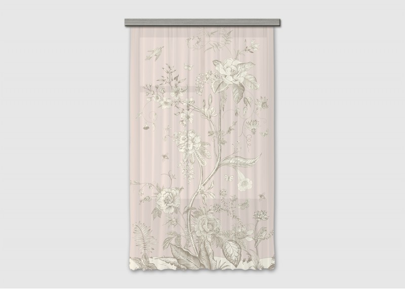 Pastelové květy, záclony AG Design, 140 x 245 cm, 1 díl, do kuchyně, obývacího pokoje, ložnice, FCSL 7603 - 017