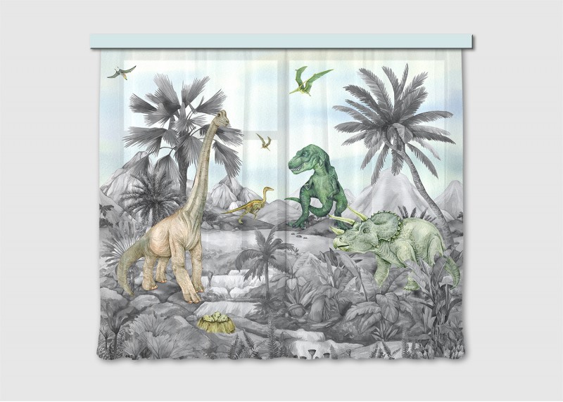 DINO, záclony AG Design, pro dětské pokoje, 180 x 160 cm, FCSXL 4395-001 