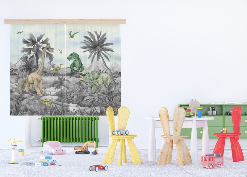 DINO, záclony AG Design, pro dětské pokoje, 180 x 160 cm, FCSXL 4395-001 