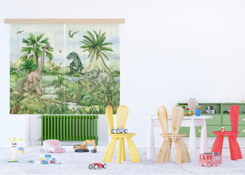 DINO, záclony AG Design, pro dětské pokoje, 180 x 160 cm, FCSXL 4397 - 002