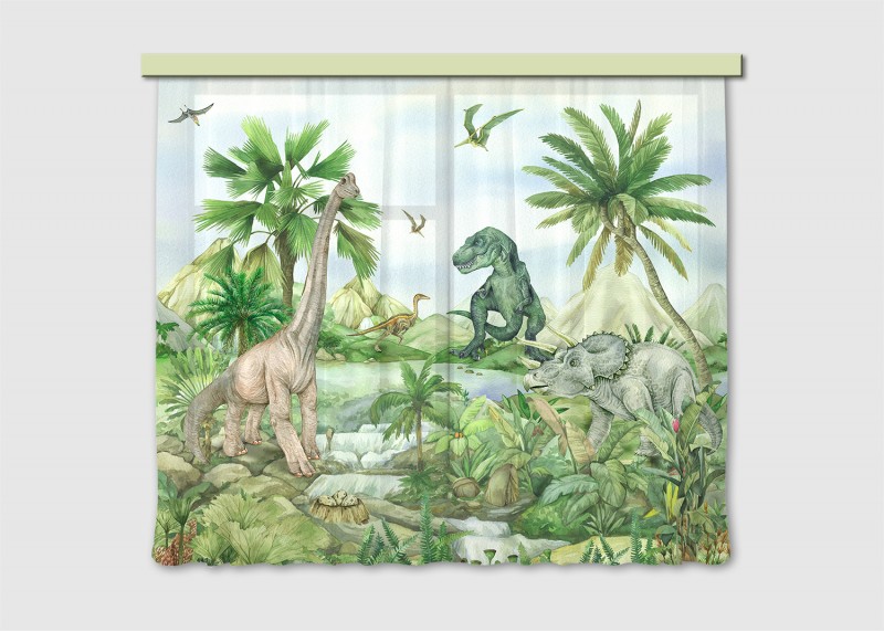 DINO, záclony AG Design, pro dětské pokoje, 180 x 160 cm, FCSXL 4397 - 002