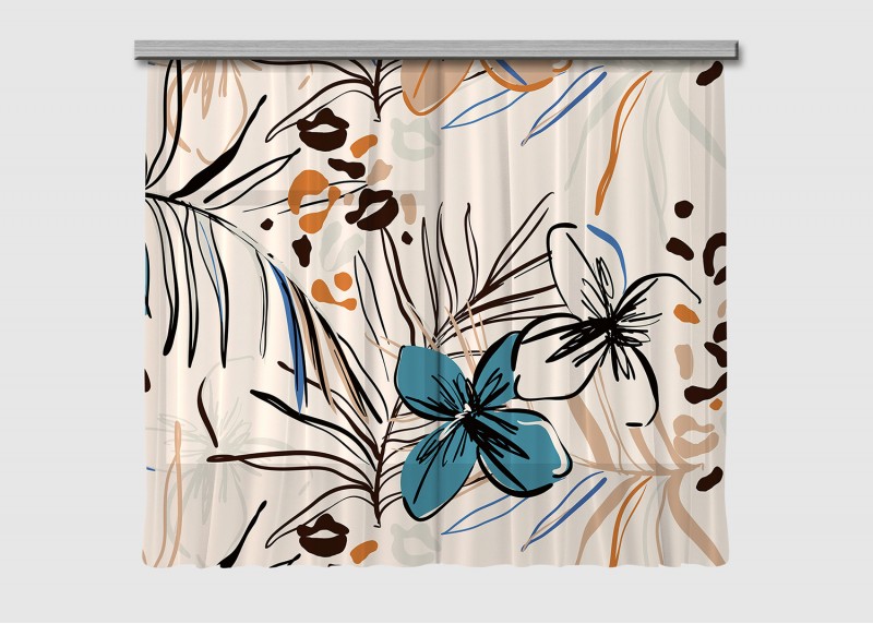 Květinova abstrakce , záclony AG Design, 180 x 160 cm, 2 díly, do kuchyně, obývacího pokoje, ložnice, FCSXL 4825 - 018
