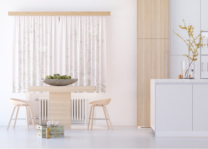 Pastelové květy , záclony AG Design, 180 x 160 cm, 2 díly, do kuchyně, obývacího pokoje, ložnice, FCS XL 4827 - 017