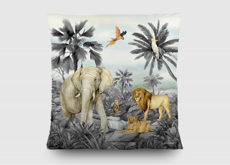 JUNGLE, dekorativní polštář AG Design, pro dětské pokoje, 40 x 40 cm, CND 3147 - 003