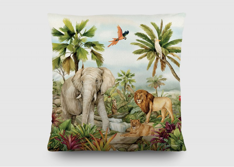JUNGLE, dekorativní polštář AG Design, pro dětské pokoje, 40 x 40 cm, CND 3149 - 004